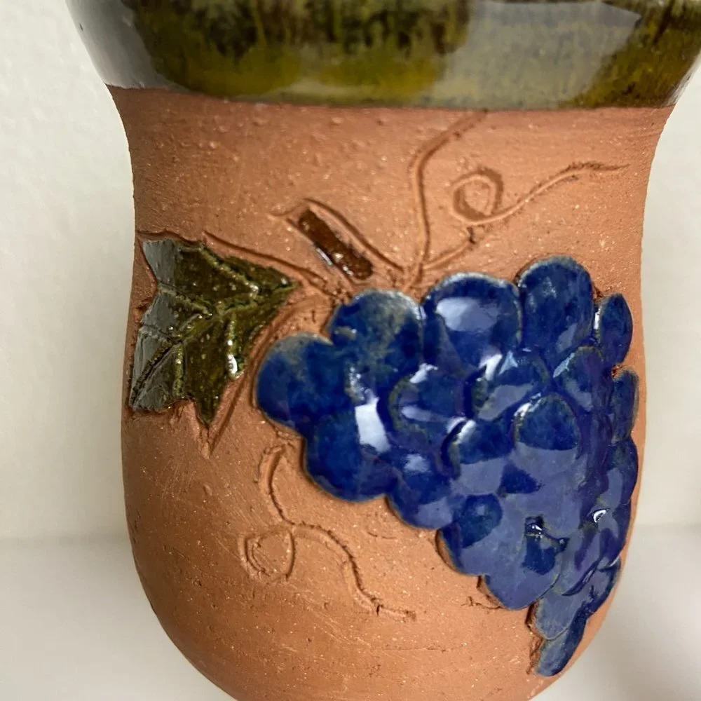 Studio Art Wine Glass Goblet Pitcher Artisan Pottery SET of 5